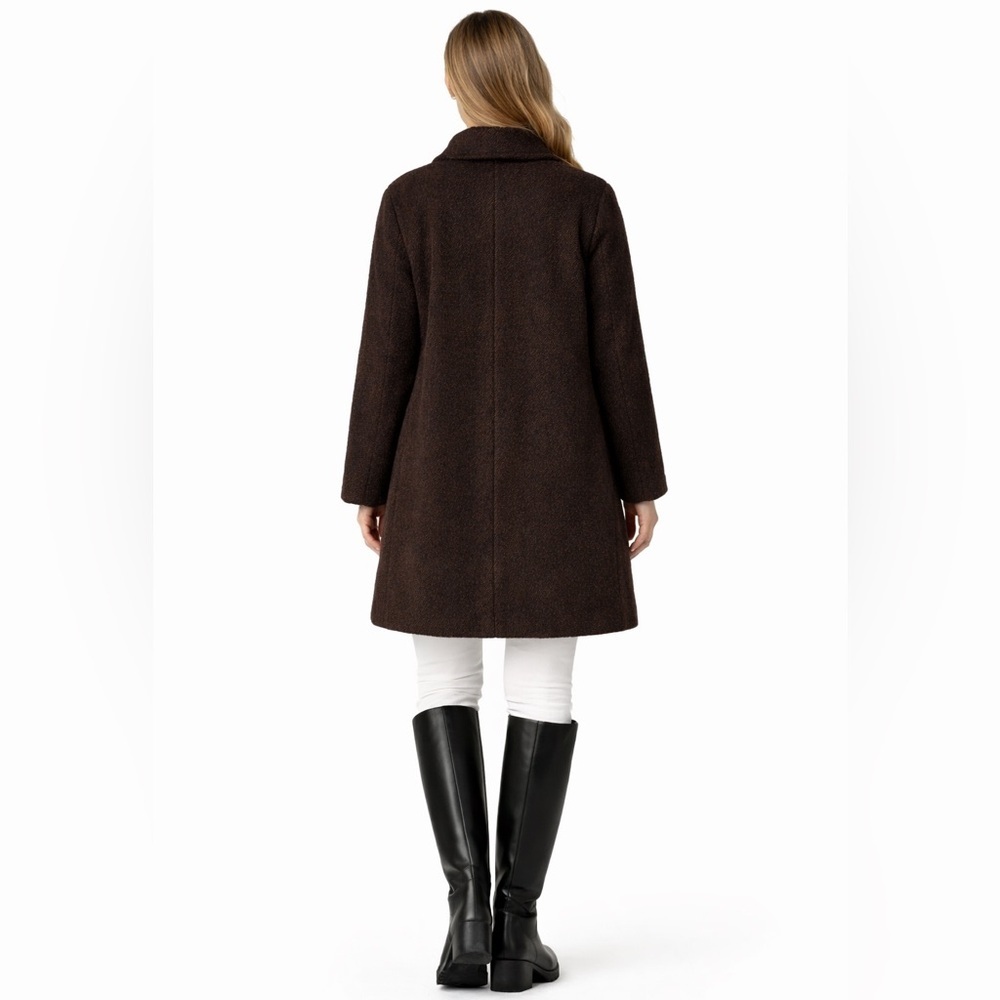 Katherine Kelly Wool Alpaca Collared Button Front Long Coat Brown Size 12 - Picture 3 of 15